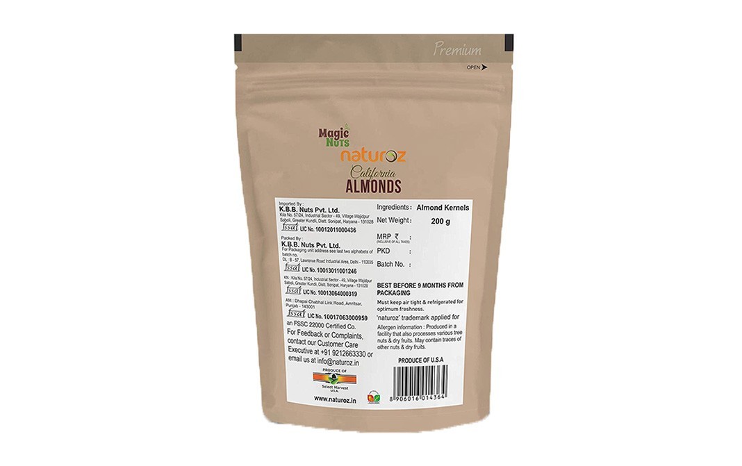 Magic Nuts Naturoz California Almonds    Pack  200 grams